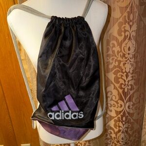 Adidas Black and Purple Drawstring Backpack